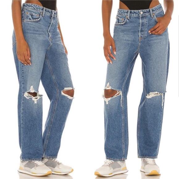 GRLFND x Revolve Amanda Jeans Distressed Straight Leg 90s High Waist Scandi 26 - Picture 2 of 13